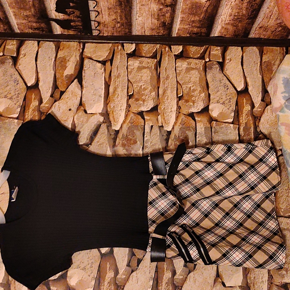 Basic Edition's, XL, black with attached plaid skirt and belt